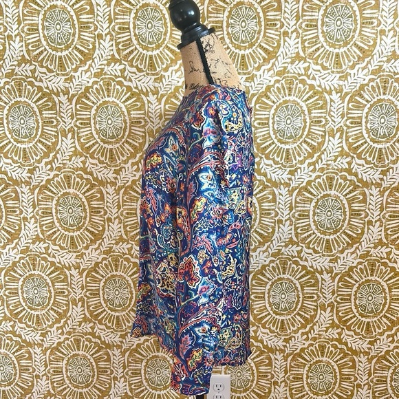 J. McLaughlin Lorinda Silk Modal Long Sleeve Button Back Blouse Garden Paisley S - Picture 9 of 14